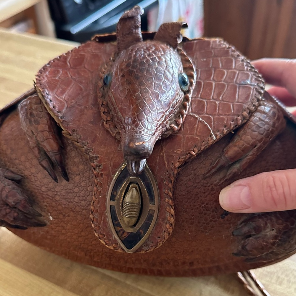 Unique Vintage Brown Armadillo Shoulder Bag